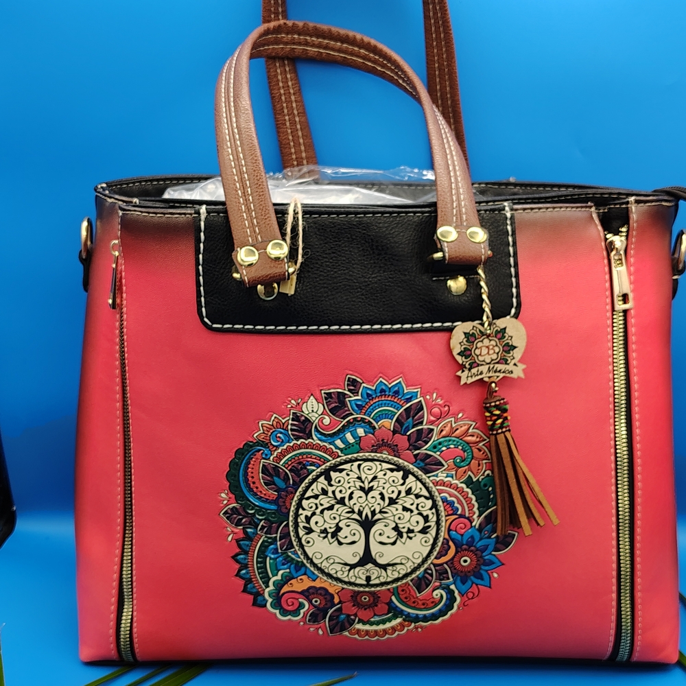 Pink Embroidered Tote Bag